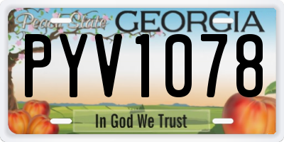 GA license plate PYV1078