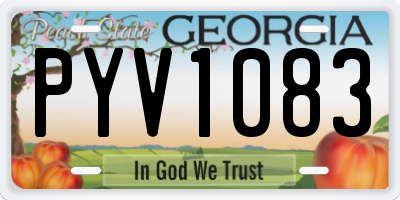 GA license plate PYV1083