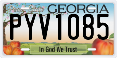 GA license plate PYV1085