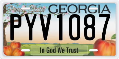 GA license plate PYV1087