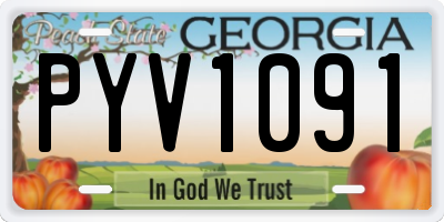 GA license plate PYV1091