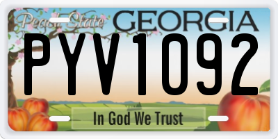 GA license plate PYV1092
