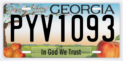 GA license plate PYV1093
