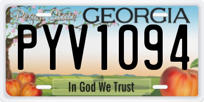 GA license plate PYV1094