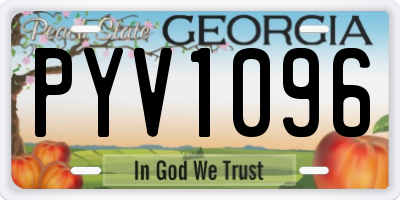 GA license plate PYV1096
