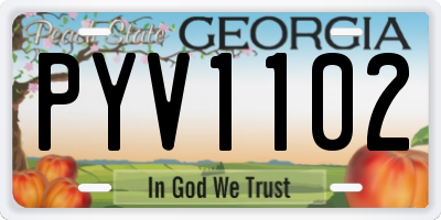 GA license plate PYV1102