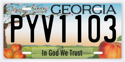 GA license plate PYV1103