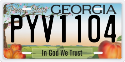 GA license plate PYV1104