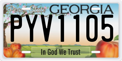 GA license plate PYV1105