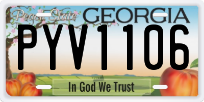 GA license plate PYV1106