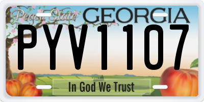 GA license plate PYV1107