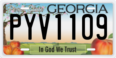 GA license plate PYV1109