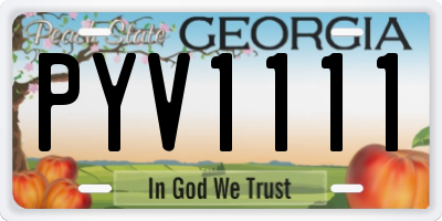 GA license plate PYV1111
