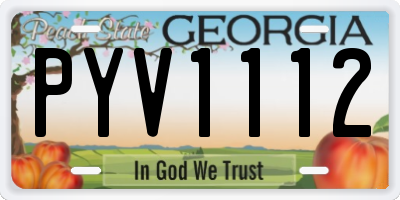 GA license plate PYV1112
