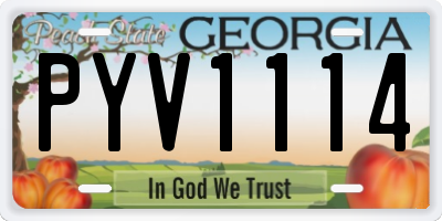 GA license plate PYV1114