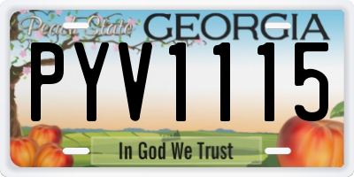 GA license plate PYV1115