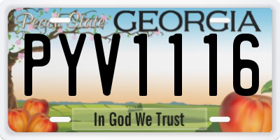GA license plate PYV1116
