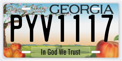 GA license plate PYV1117