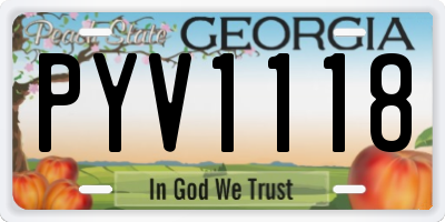 GA license plate PYV1118