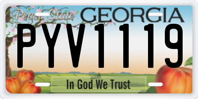 GA license plate PYV1119