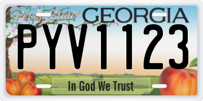 GA license plate PYV1123