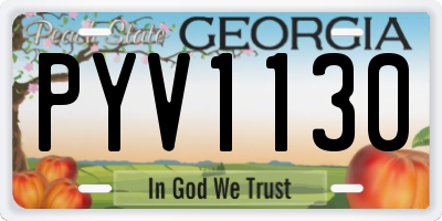 GA license plate PYV1130