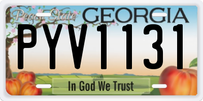 GA license plate PYV1131