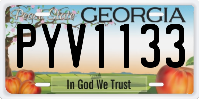 GA license plate PYV1133