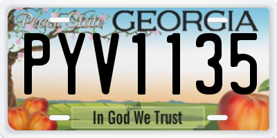 GA license plate PYV1135
