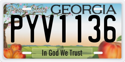 GA license plate PYV1136
