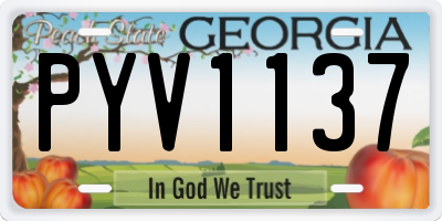 GA license plate PYV1137