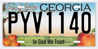 GA license plate PYV1140