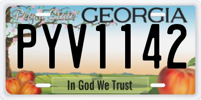 GA license plate PYV1142