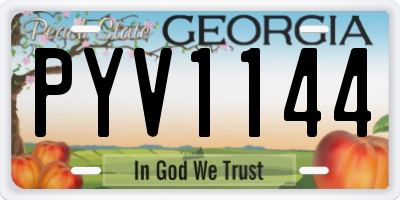 GA license plate PYV1144