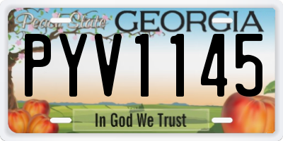 GA license plate PYV1145