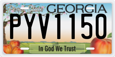 GA license plate PYV1150