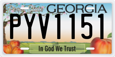 GA license plate PYV1151