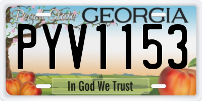 GA license plate PYV1153