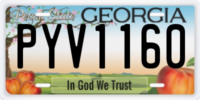 GA license plate PYV1160