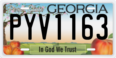 GA license plate PYV1163