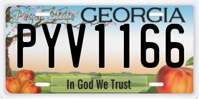 GA license plate PYV1166