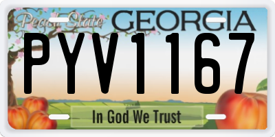 GA license plate PYV1167