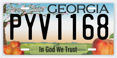 GA license plate PYV1168