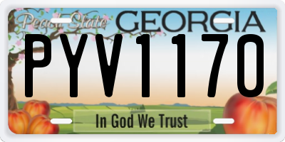 GA license plate PYV1170