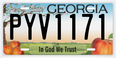GA license plate PYV1171