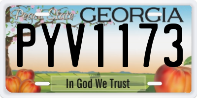 GA license plate PYV1173
