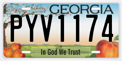 GA license plate PYV1174