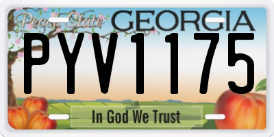 GA license plate PYV1175