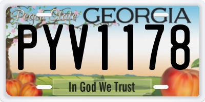 GA license plate PYV1178