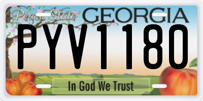 GA license plate PYV1180